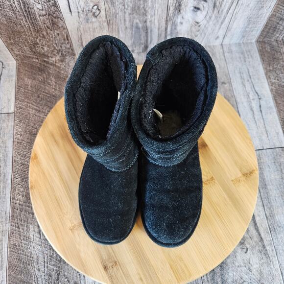 Bearpaw Val Suede Leather Wool Boot Toddler 6 Black Winter Sherpa Snow Outdoor - Picture 8 of 15